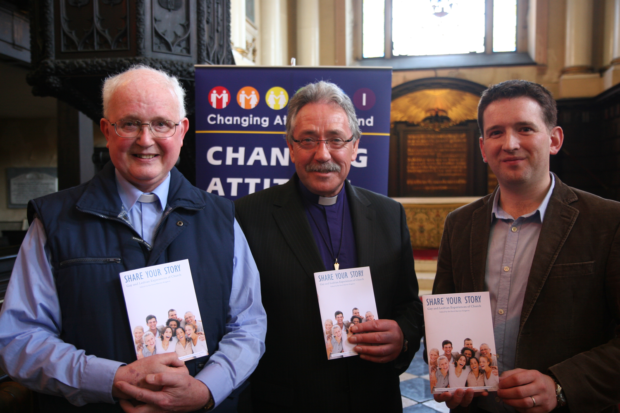 The Revd Mervyn Kingston of CAI, the Rt Rev Trevor Williams, Bishop of Limerick, and the Revd Darren McCallig Chaplain of Trinity College Dublin (TCD) at the launch of "Share your story: gay and lesbian experiences of Church"